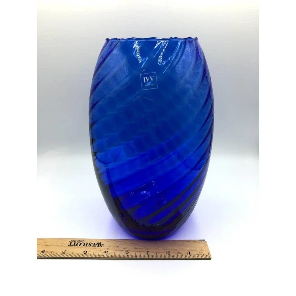 IVV Cobalt Blue Glass Vase Handmade in Italy